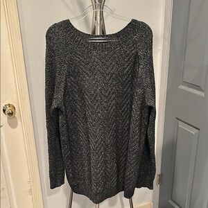 Sonoma Black and Gray Crew Neck Sweater with Textured Knit. Excellent condition.
